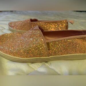 TOMS Sparkling Pink Glitter Flats